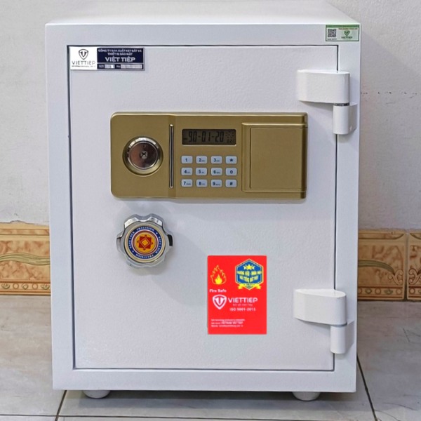 Két sắt việt tiệp KV68DT khóa điện tử nàu trắng đẹp, an toàn, hiện đại