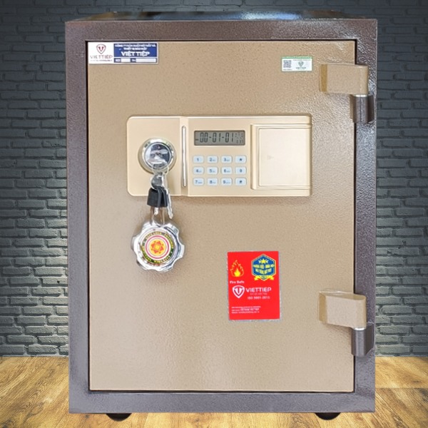 Két sắt việt tiệp KV68DT khóa điện tử màu gold cho gia đình công ty