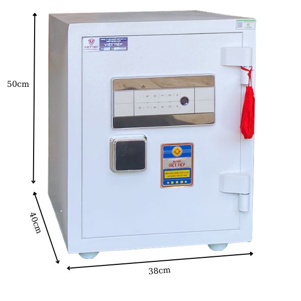 Két sắt Việt Tiệp KW52FE vân tay màu trắng kết nối điện thoại