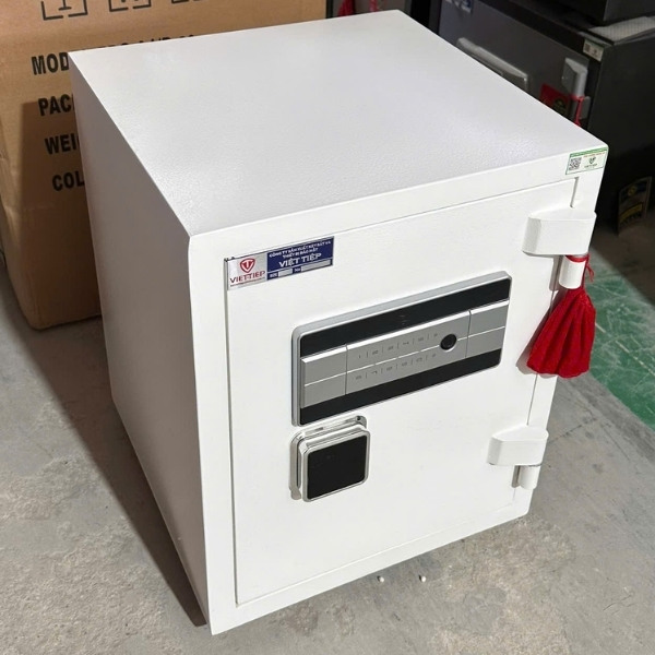 Két sắt Việt Tiệp KW52FE vân tay màu trắng kết nối điện thoại