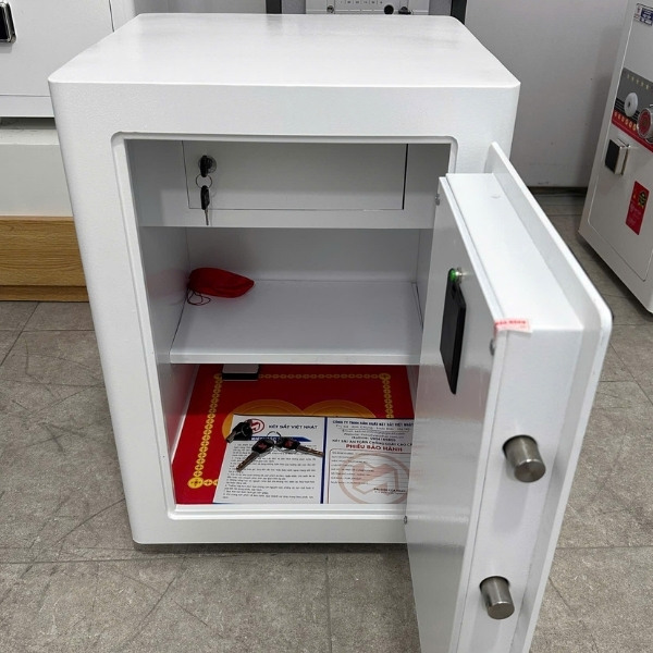 Nội thất két sắt Tài Lộc Việt Tiệp KW63SCF vân tay màu trắng