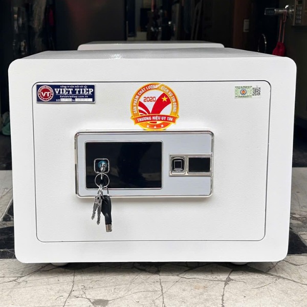Két sắt Việt Tiệp VT38 mini vân tay màu trắng cao cấp