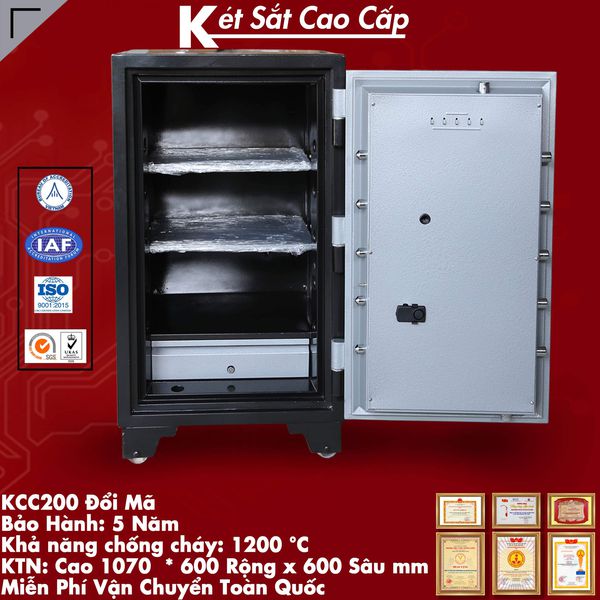 Nội thất bên trong két sắt welko KCC200DM khóa cơ đổi mã chống cháy