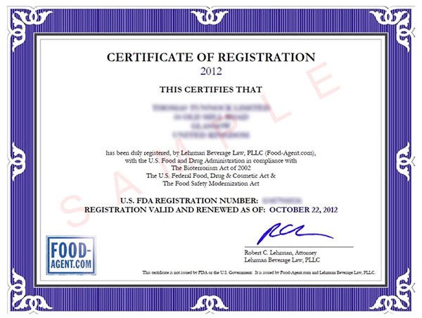 giấy chứng nhận tiêu chuẩn fda