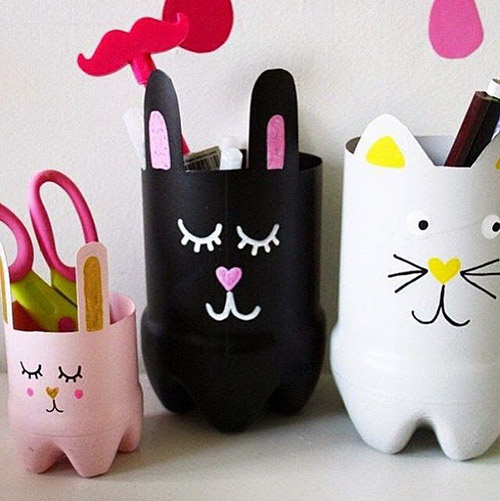 tái chế chai nhựa thành hộp bút để bàn