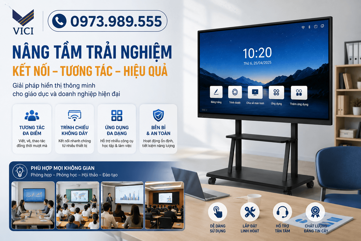 Kích thước màn hình tương tác Senke 75GBH1