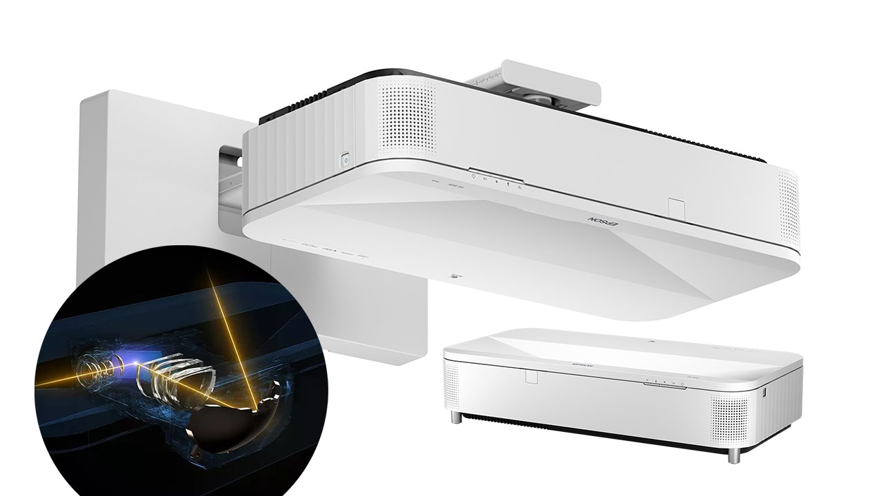 Thiết kế của EB-810E tương tự như máy chiếu tiêu dùng cự ly cực ngắn mới nhất của Epson nhưng có sẵn tùy chọn treo tường