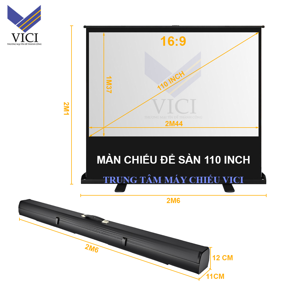 Kích thước màn chiếu để sàn 110 inch