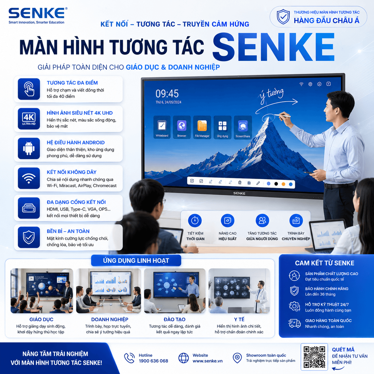 Màn hình tương tác Senke dành cho giáo dục và doanh nghiệp