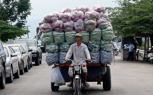 Xe ba bánh được ứng dụng nhiều ở chợ đầu mối