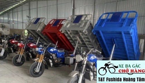 Thùng xe ba bánh chở hàng gồm nhiều loại đa dạng khác nhau