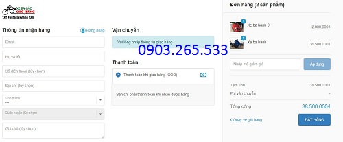 Đặt mua xe ba bánh trực tuyến