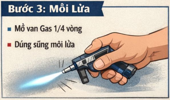 Bước 3 - Mồi lửa tay hàn No.2 Welding Torch Z