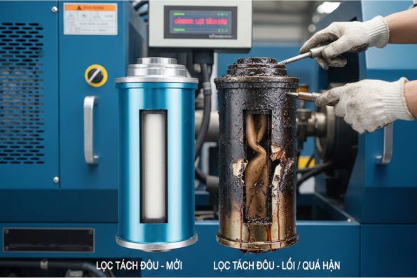 Cách nhận biết lọc tách dầu máy nén khí trục vít bị lỗi hoặc quá hạn