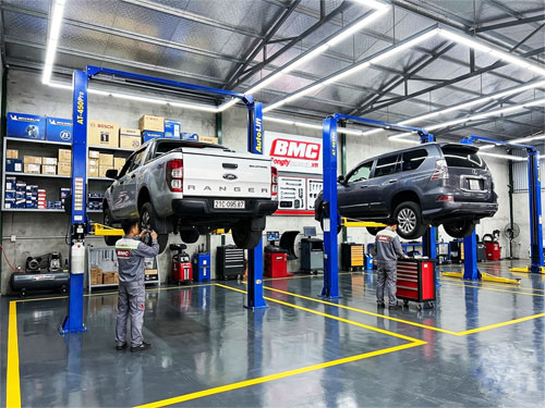 cầu nâng 2 trụ Autolift giằng trên 4 tấn