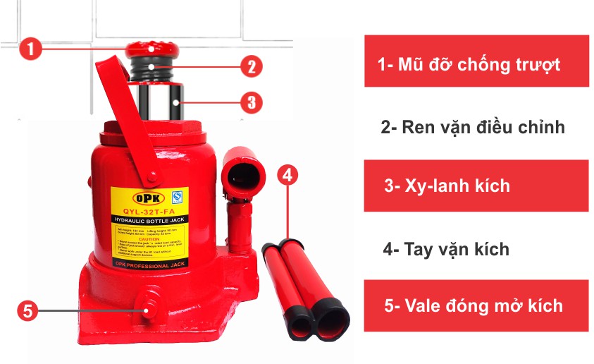 Cấu tạo kích thuỷ lực 32 tấn QYL-32T-FA