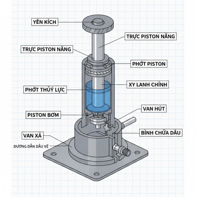 Cấu tạo kích thuỷ lực
