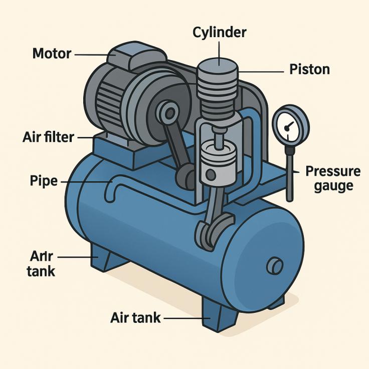 Cấu tạo máy nén khí Piston