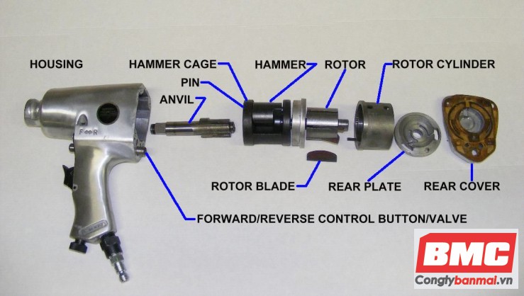 quy trình sửa chữa súng vặn bu lông khí nén