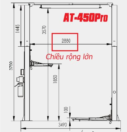 Chiều rộng cầu nâng lọt lòng lớn