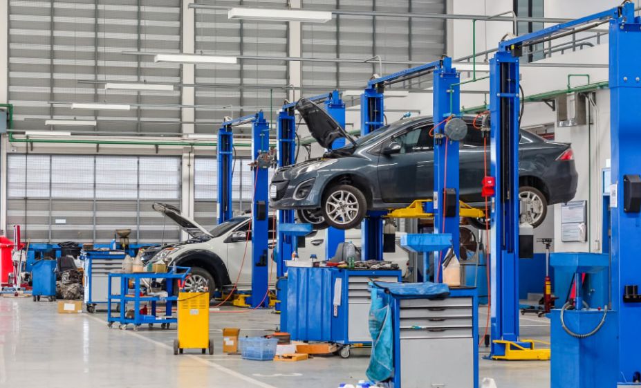 hình ảnh cầu nâng 2 trụ giằng trên