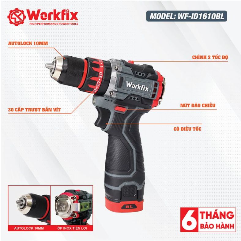 Hình ảnh cấu tạo máy khoan Pin Workfix WF-ID1610BL
