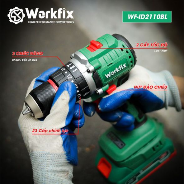 Hình ảnh cấu tạo máy khoan Pin Workfix WF-ID2110BL