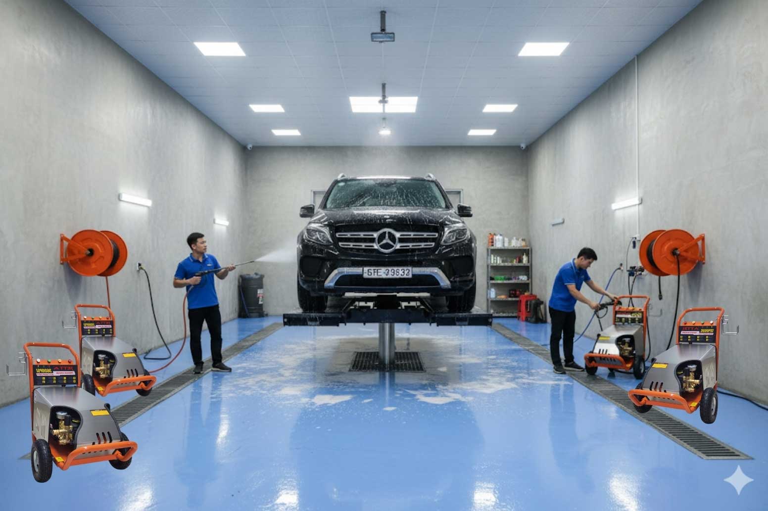 Hình ảnh máy rửa xe Jetta trong tiệm rửa xe ô tô