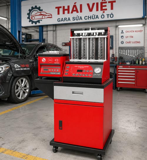 Hình ảnh máy súc rửa kim phun ô tô BS-400FI trong gara ô tô Thái Việt