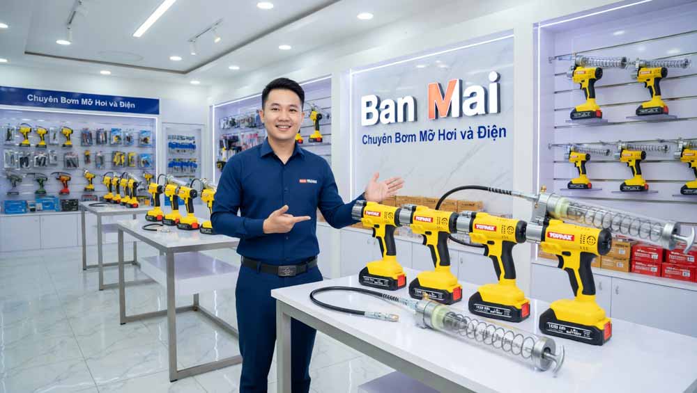 hình ảnh súng bơm mỡ dùng Pin sạc
