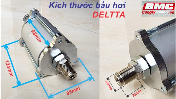 Kích thước bầu kích hơi DELTTA 20 tấn và 35 tấn