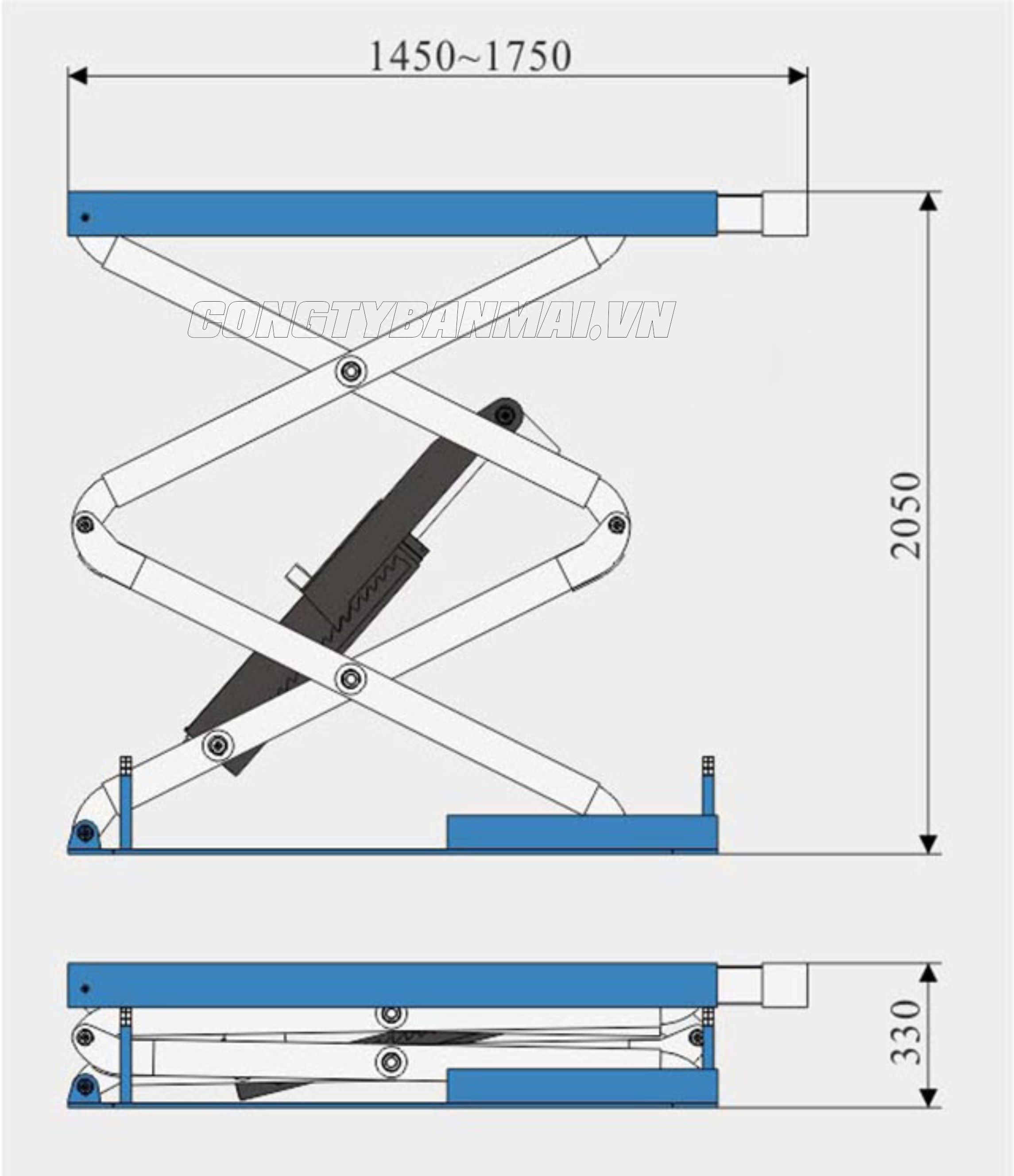 móng cầu nâng cắt kéo