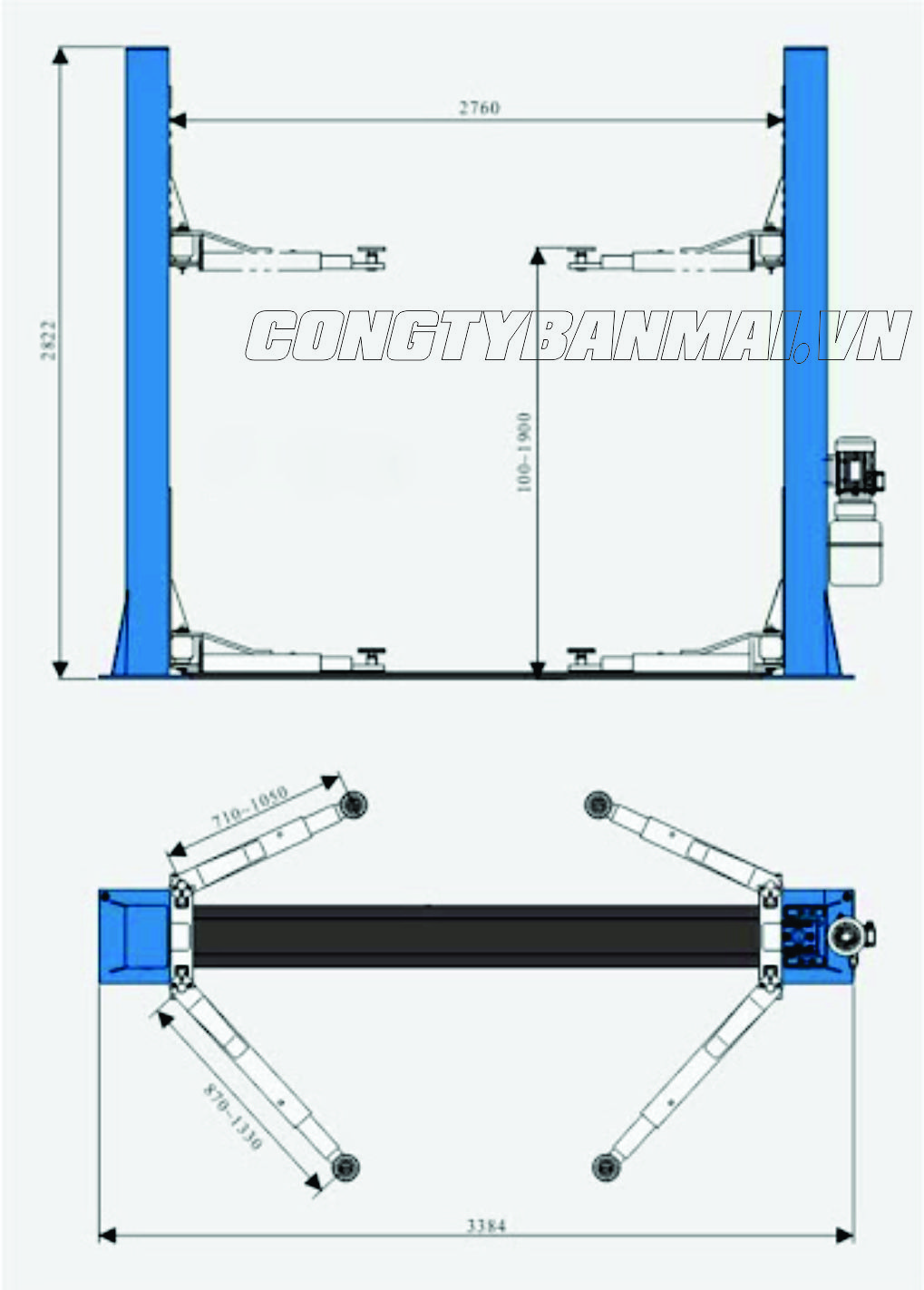 móng cầu nâng 2 trụ