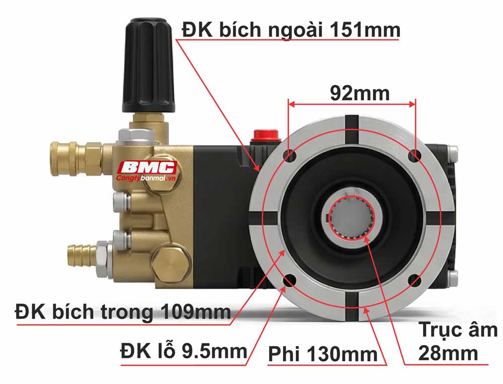 Kích thước đầu bơm máy rửa xe JET5500-3200P ( LDP-2515 )