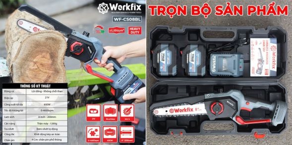 Máy cưa xích chạy Pin Workfix