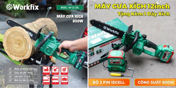 máy cưa xích chạy xăng Workfix