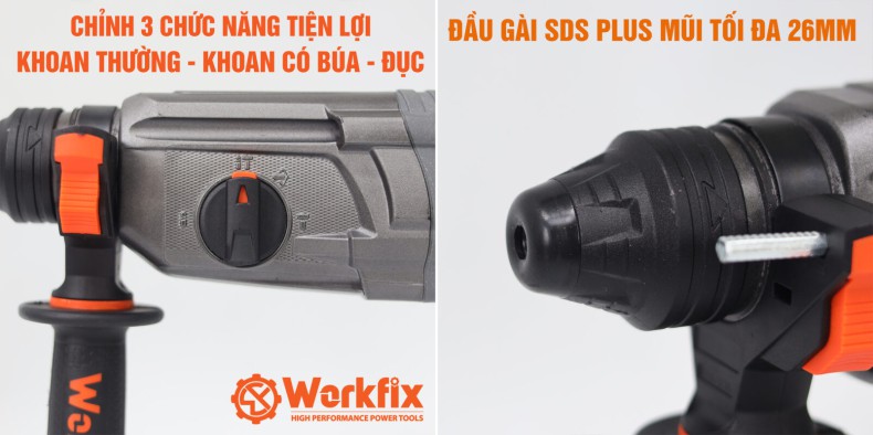 máy khoan đục bê tông điện cầm tay Workfix WF-RH1200AVS