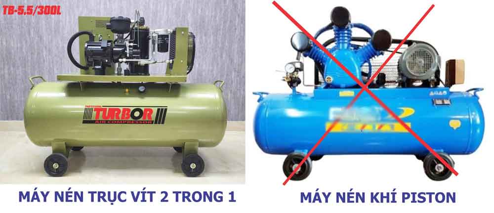 Máy nén khí trục vít 2 trong 1 có độ bền và tuổi thọ cao