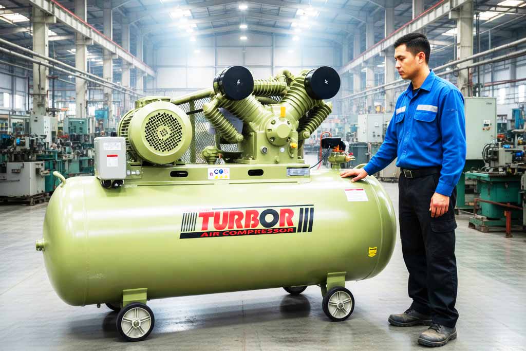 MÁY NÉN KHÍ 2 CẤP NÉN 10HP-500 LÍT TURBOR TB-100500/2105