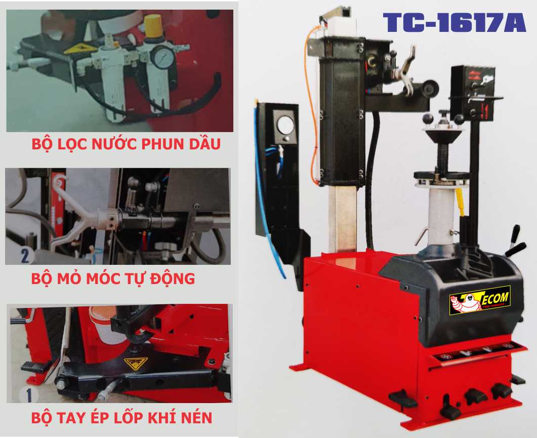 Máy ra vào lốp tự động TC1617A, máy tháo vỏ xe ô tô tự động, máy làm lốp tự động, máy ra vỏ xe tự động