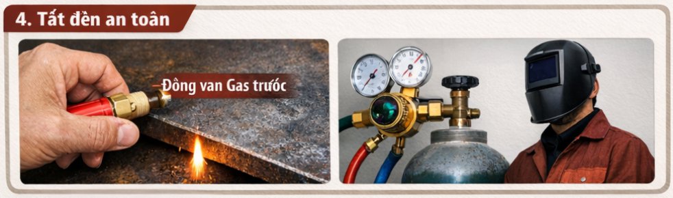 Quy trình tắt đèn khi dừng cắt với đèn cắt oxy gas HC-392