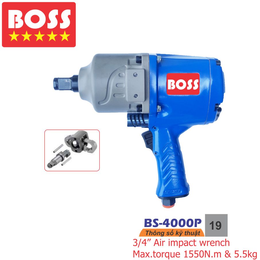 Súng vặn bu long 3/4 inch BS-4000P, dụng cụ khí nén BOSS  BS-4000P, Súng xiết bu-long-