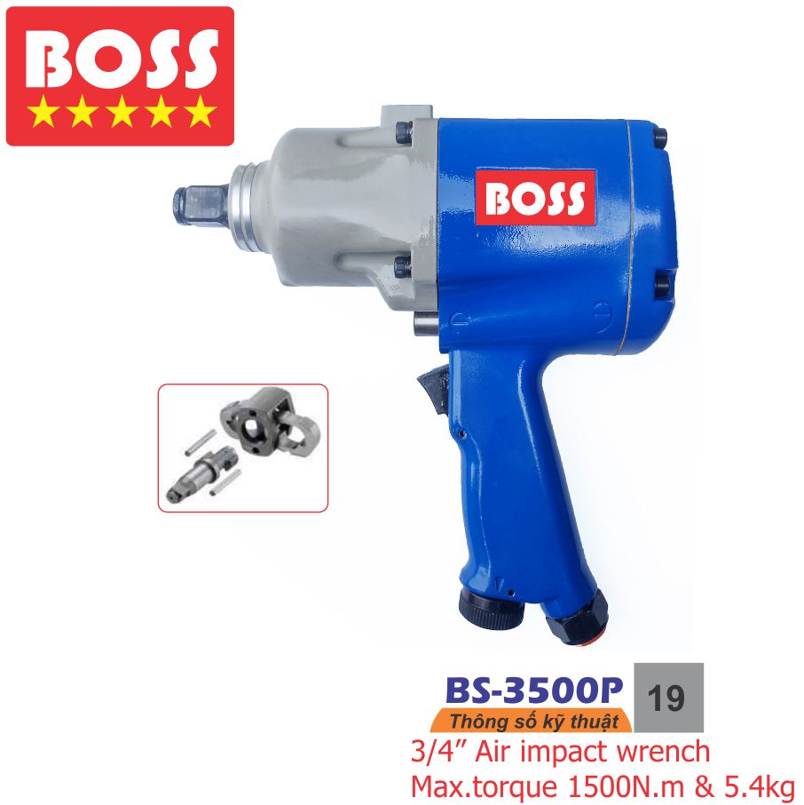 Súng xiết bu lông 3/4 inch boss, Súng bắn bulong hơi 3/4 inch boss, máy bắn bulong 3/4 inch