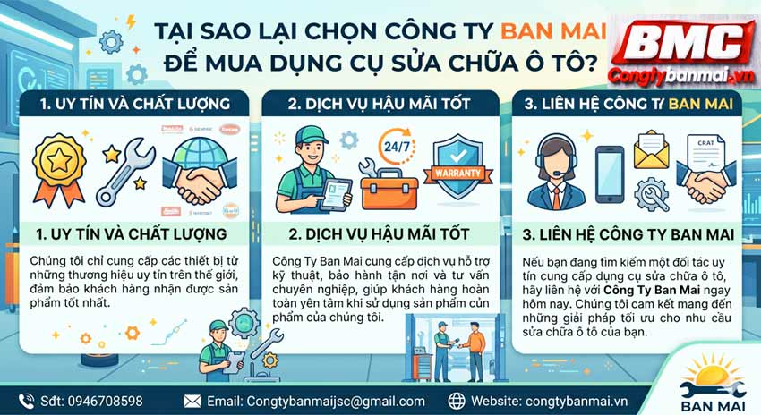 Tại sao lại chọn công Ty Ban Mai để mua dụng cụ sửa chữa ô tô
