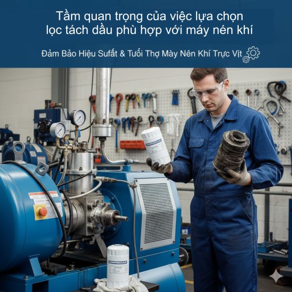 Tầm quan trọng của việc lựa chọn lọc tách dầu phù hợp với máy nén khí