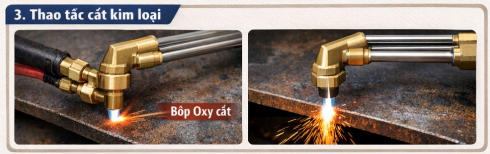 Thao tác cắt kim loại khi sử dụng Tay cắt oxy gas HC-392