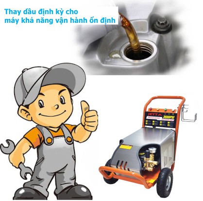 thay dầu máy rửa xe định kỳ, châm nhớt định kỳ cho máy rửa xe