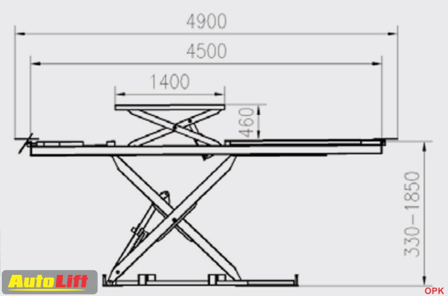 Thông số kỹ thuật kích thước cầu nâng cắt kéo 3,5 tấn ATL-35SL