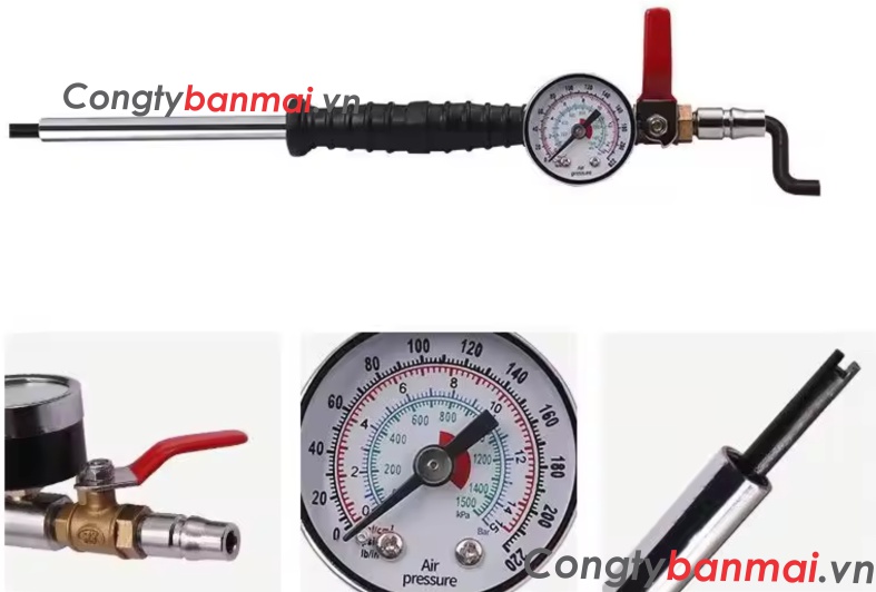 bơm lốp xe tải tay quay có đồng hồ đo