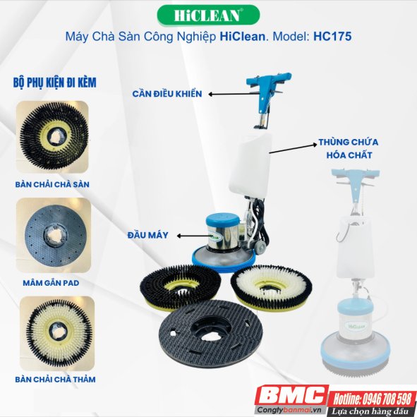 cấu tạo máy chà sàn công nghiệp Hiclean HC-175
